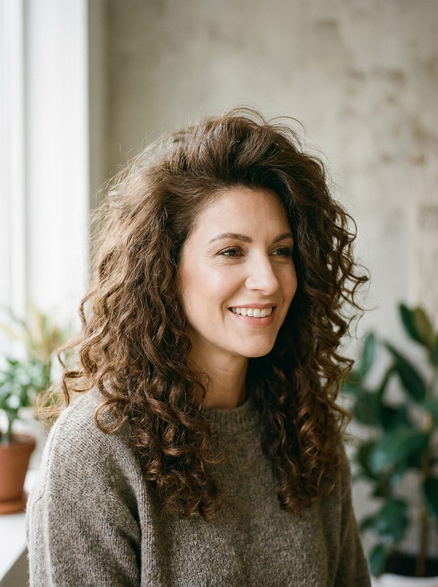 Lange Locken mit Volumen am Oberkopf - Locken Frisur für lange Haare